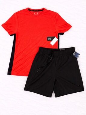 Xersion Men’s Activewear Set Red Performance Shirt and Shorts Bundle Size M NWT
